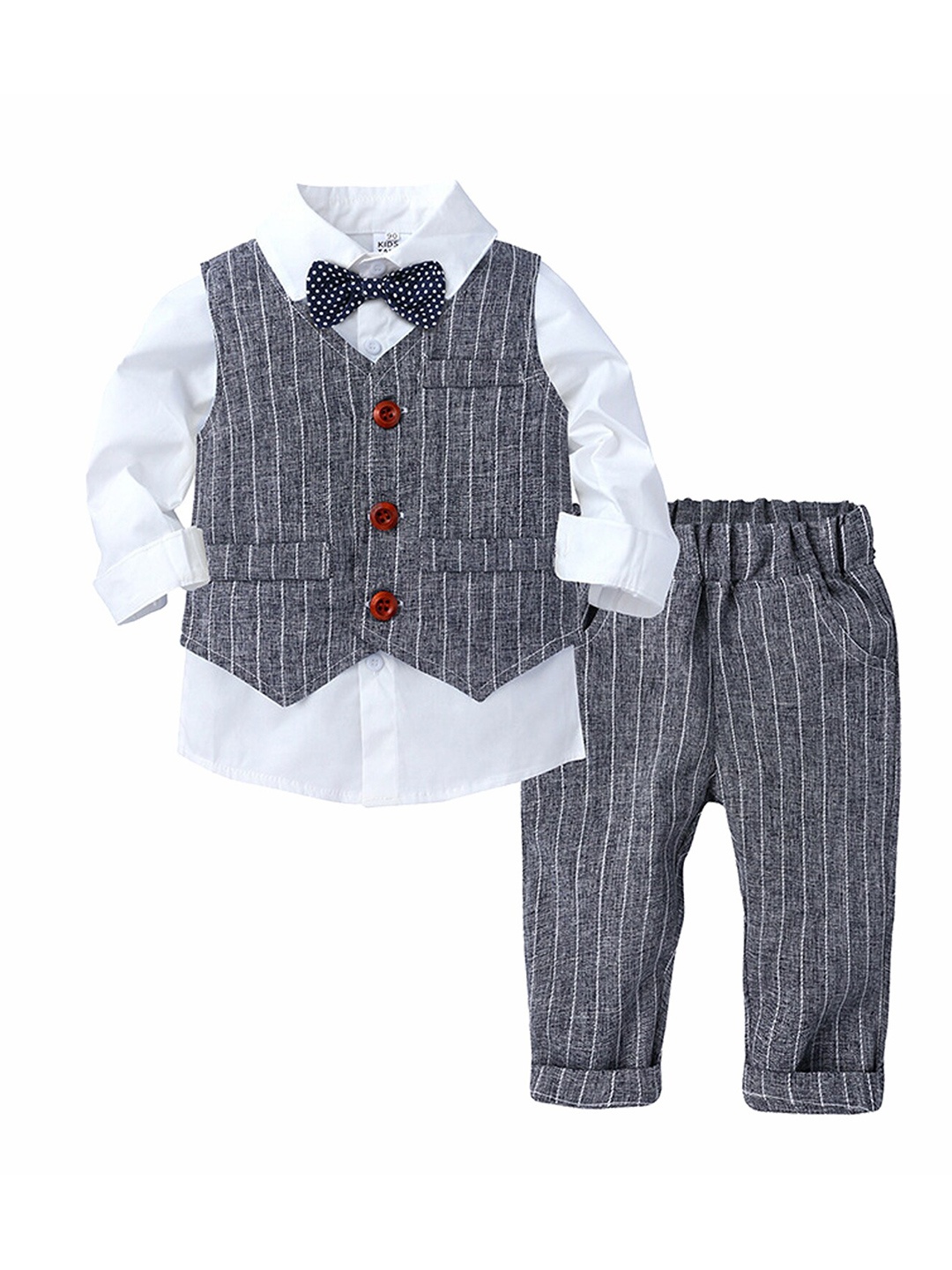 

BAESD Boys 4 Piece Striped Pure Cotton Suits, Grey