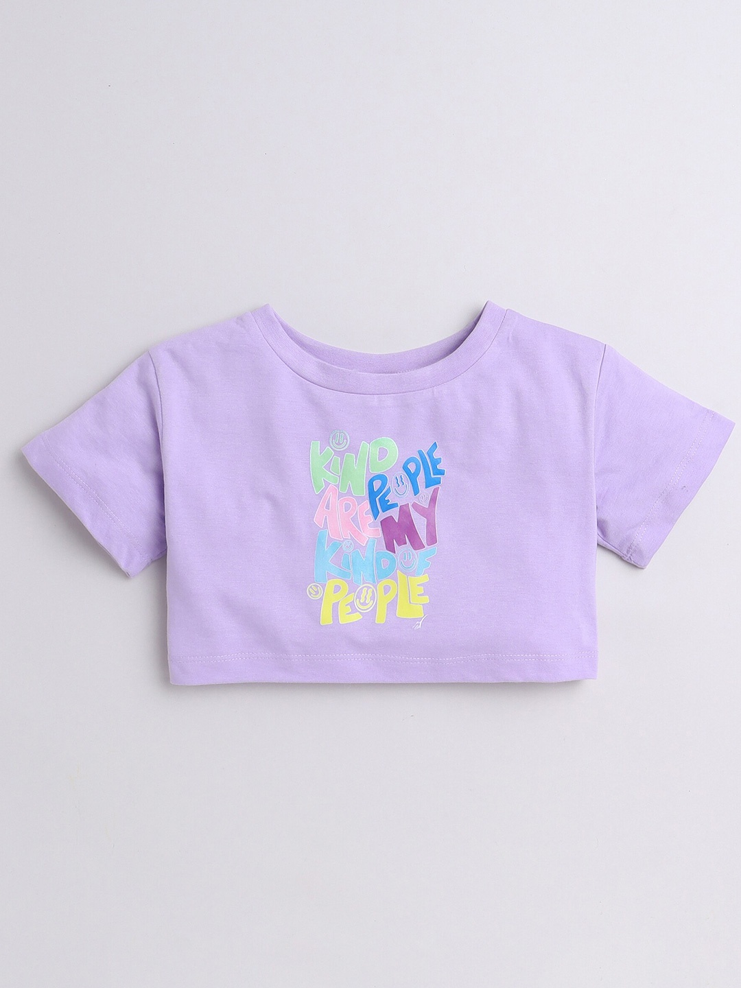 

AWW HUNNIE Girls Print Cotton Boxy Crop Top, Purple