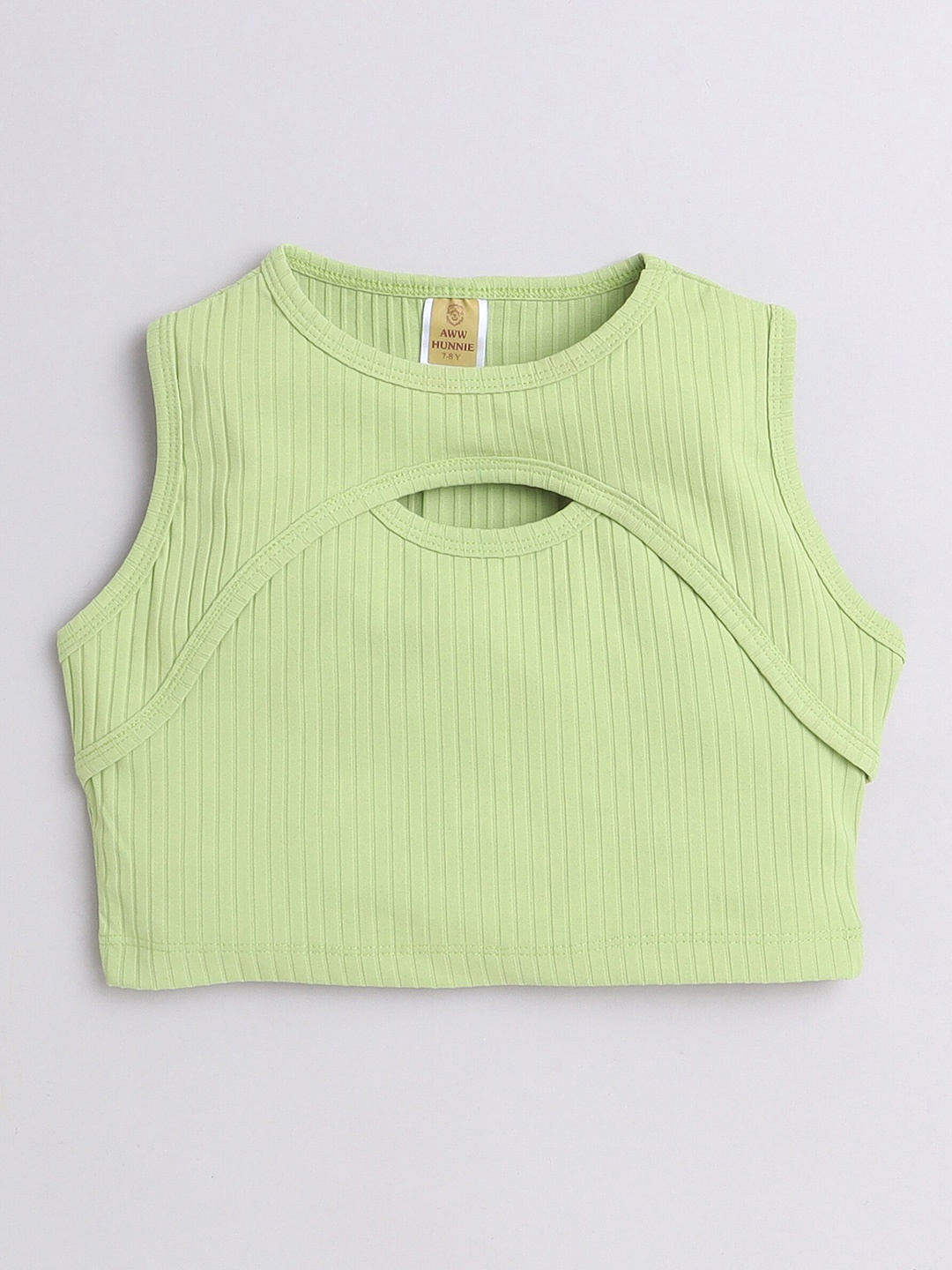

AWW HUNNIE Girls Cut Out Fitted Top, Green