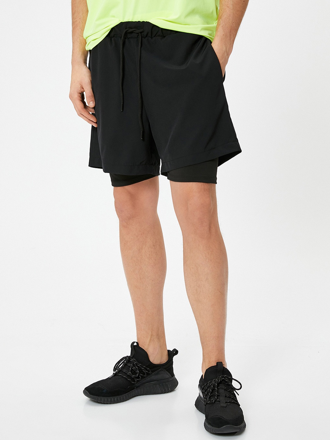 

Koton Men Mid-Rise Sports Shorts, Black