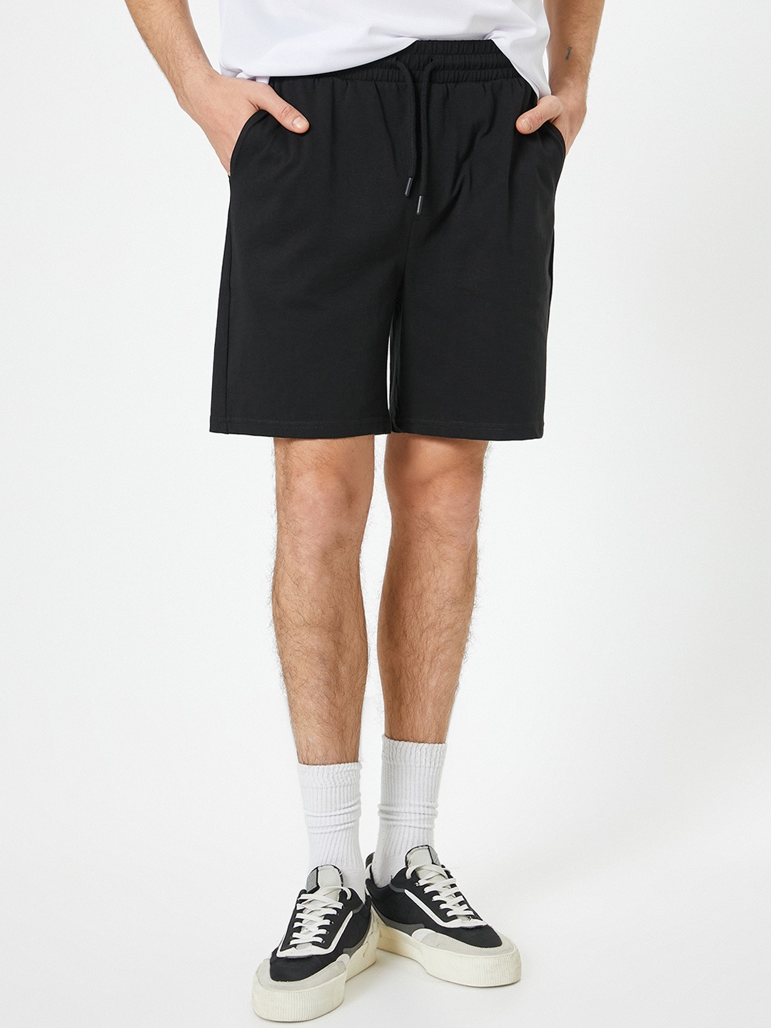 

Koton Men Mid-Rise Cotton Regular Shorts, Black