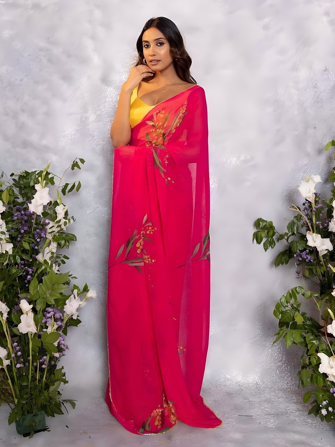 

Anouk Floral Printed Saree, Red