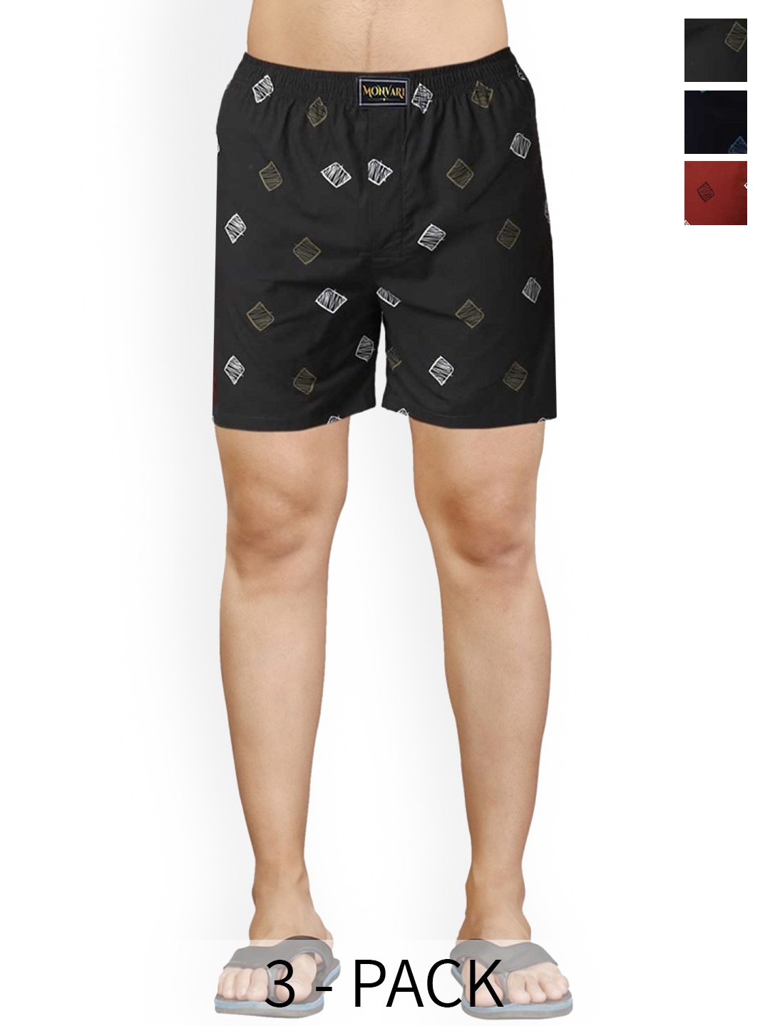 

BAESD Pack Of 3 Printed Boxers BO.BoxLine-S, Black