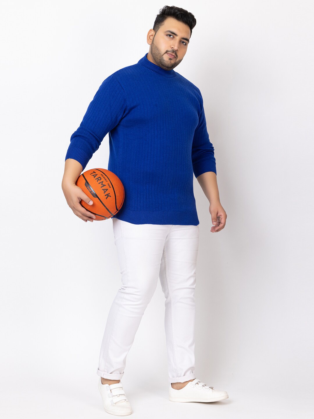 

KVETOO Striped Turtle Neck Pullover Sweaters, Blue