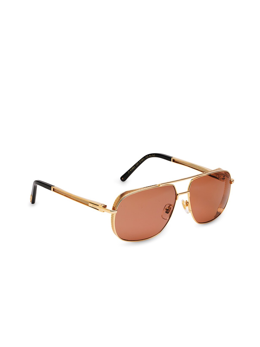 

ZILLI Men Rectangle Sunglasses with UV Protected Lens ZI65063 C02, Gold