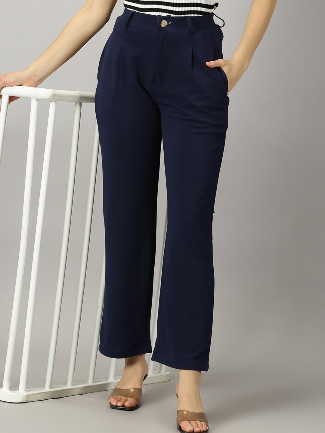 

AUSK Women Relaxed High-Rise Trouser, Navy blue