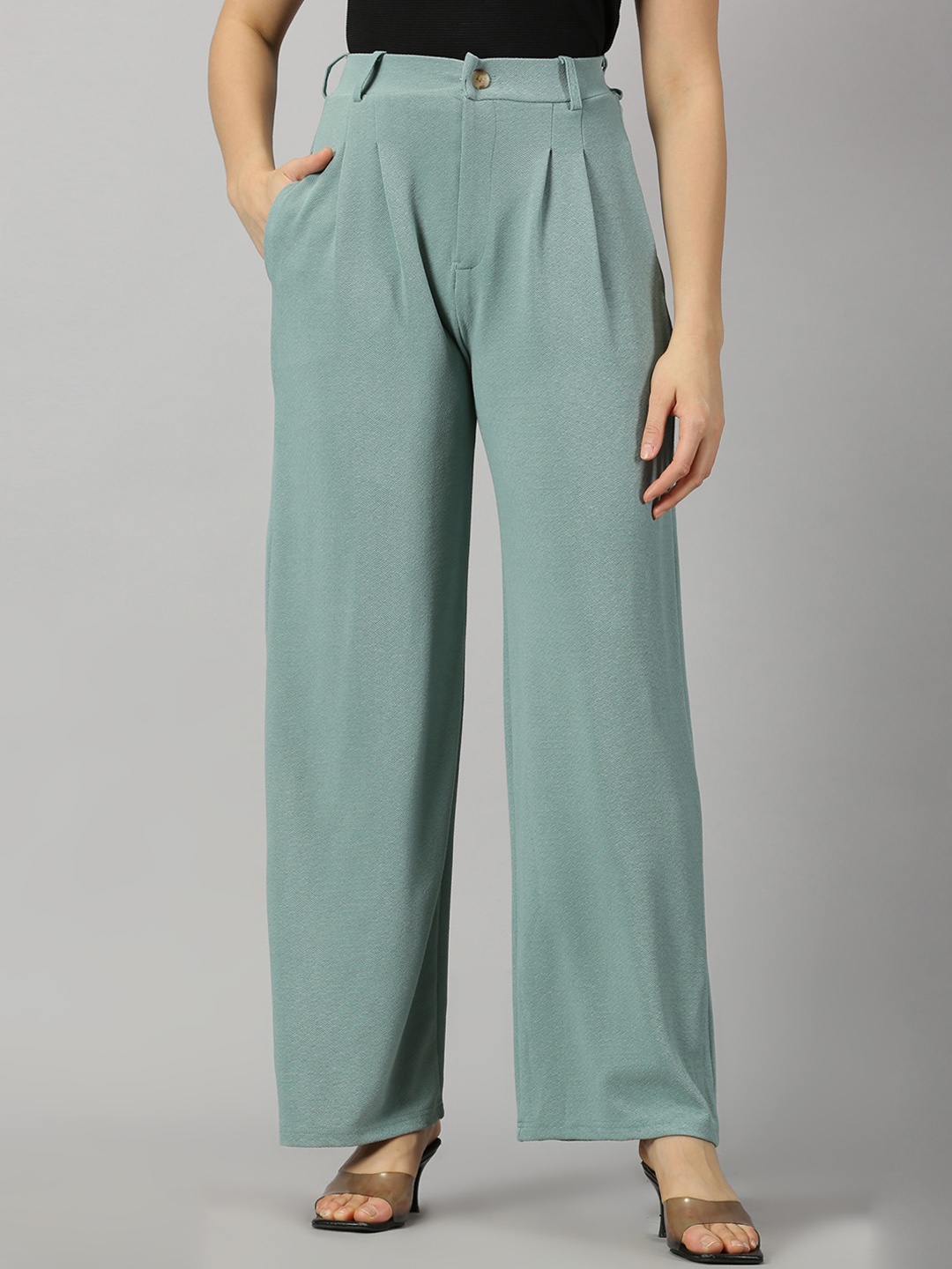 

AUSK Women Relaxed High-Rise Parallel Trouser, Sea green