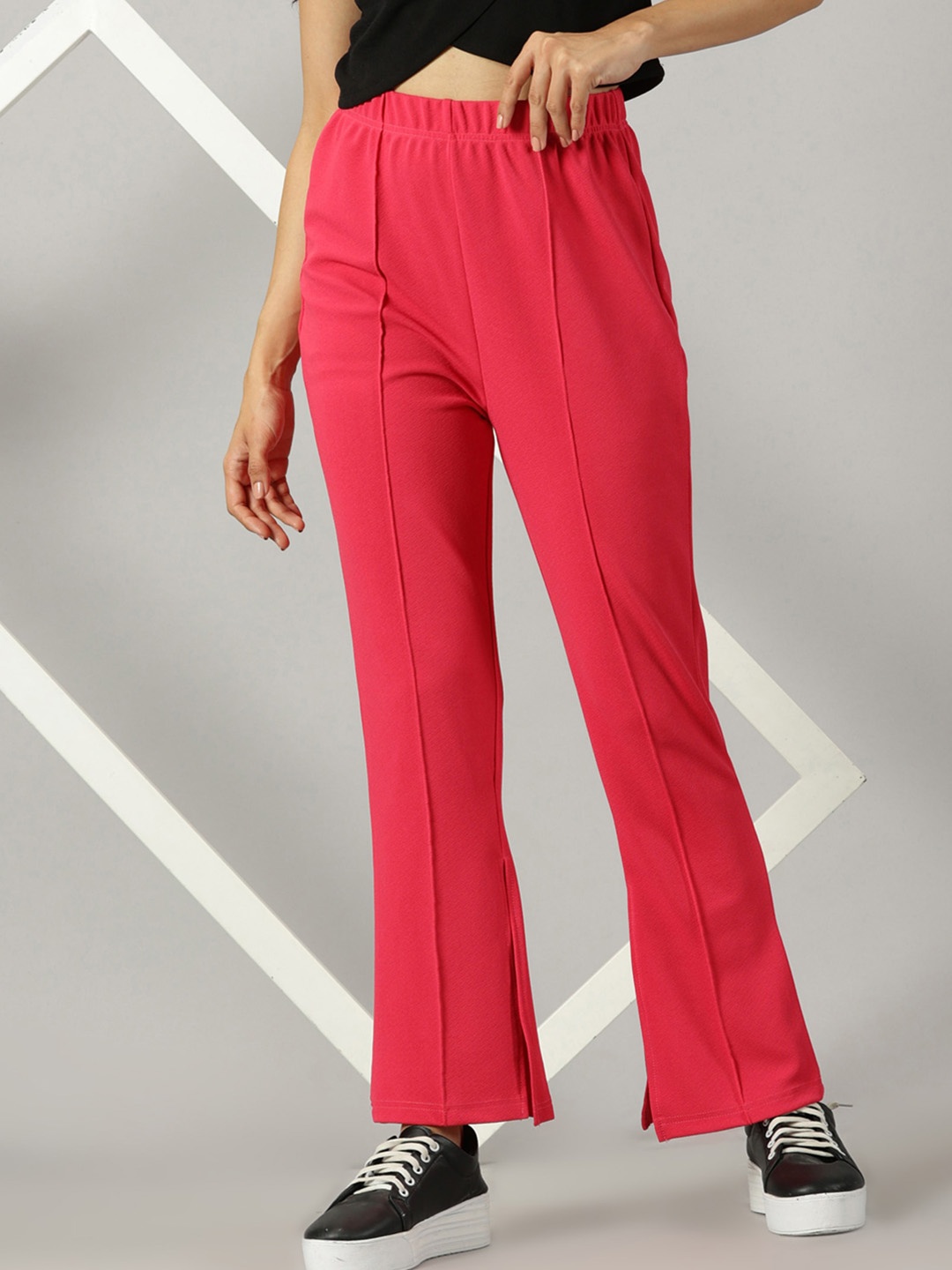 

AUSK Women Relaxed Slim Fit High-Rise Bootcut Trouser, Pink