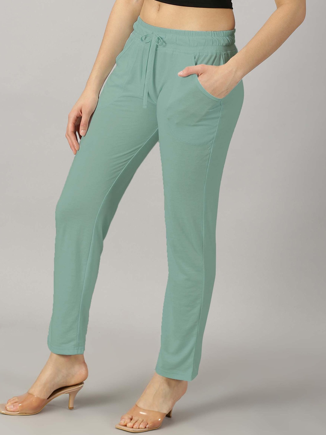 

AUSK Women Relaxed Slim Fit Trousers, Sea green