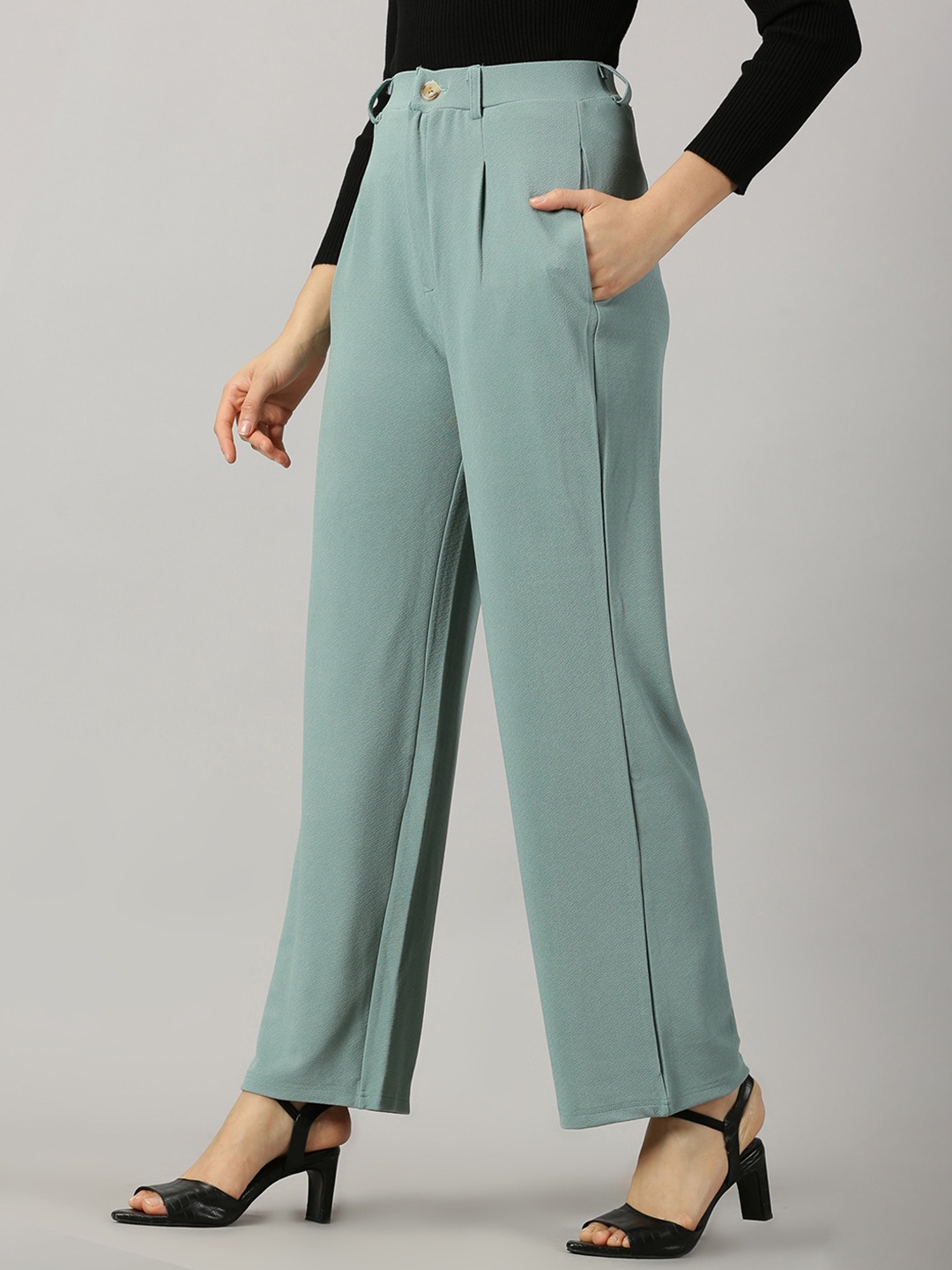 

AUSK Women Relaxed High-Rise Parallel Trouser, Sea green