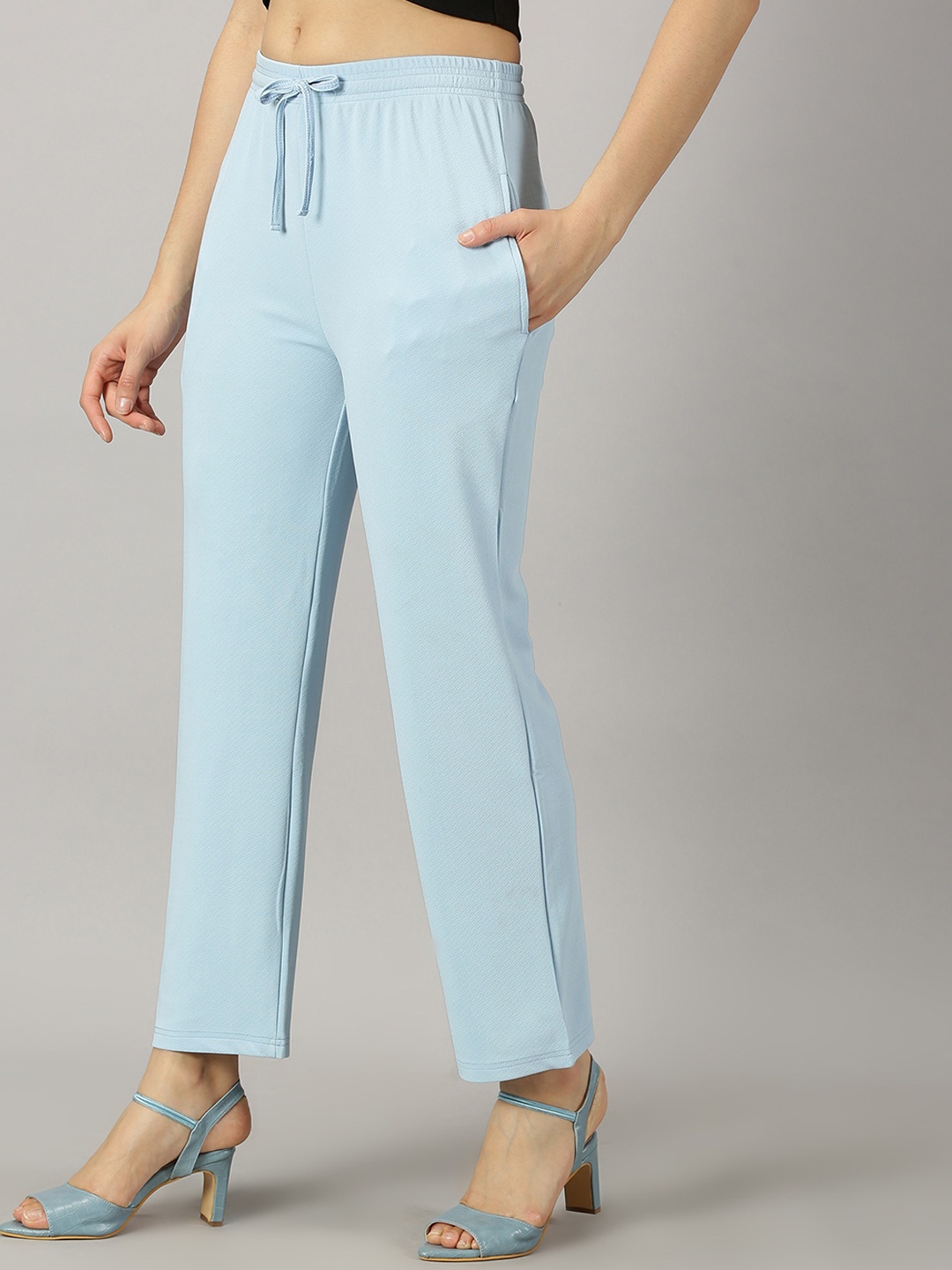 

AUSK Women Relaxed High-Rise Regular Trousers, Turquoise blue