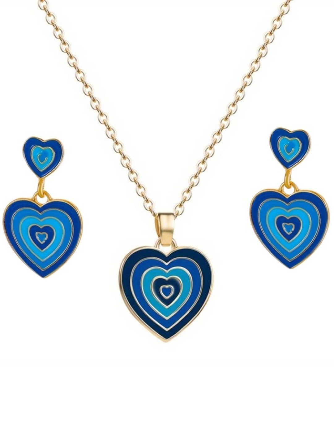

EL REGALO Gold-Plated Heart Shape Detail Necklace and Earrings