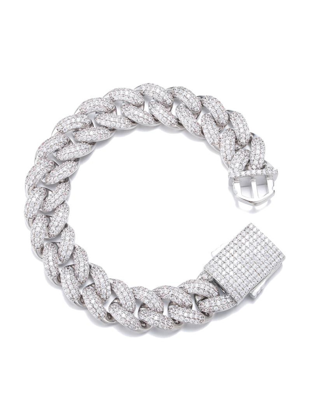 

Drip Project Men Rhodium-Plated Brass Cubic Zirconia Wraparound Bracelet, Silver