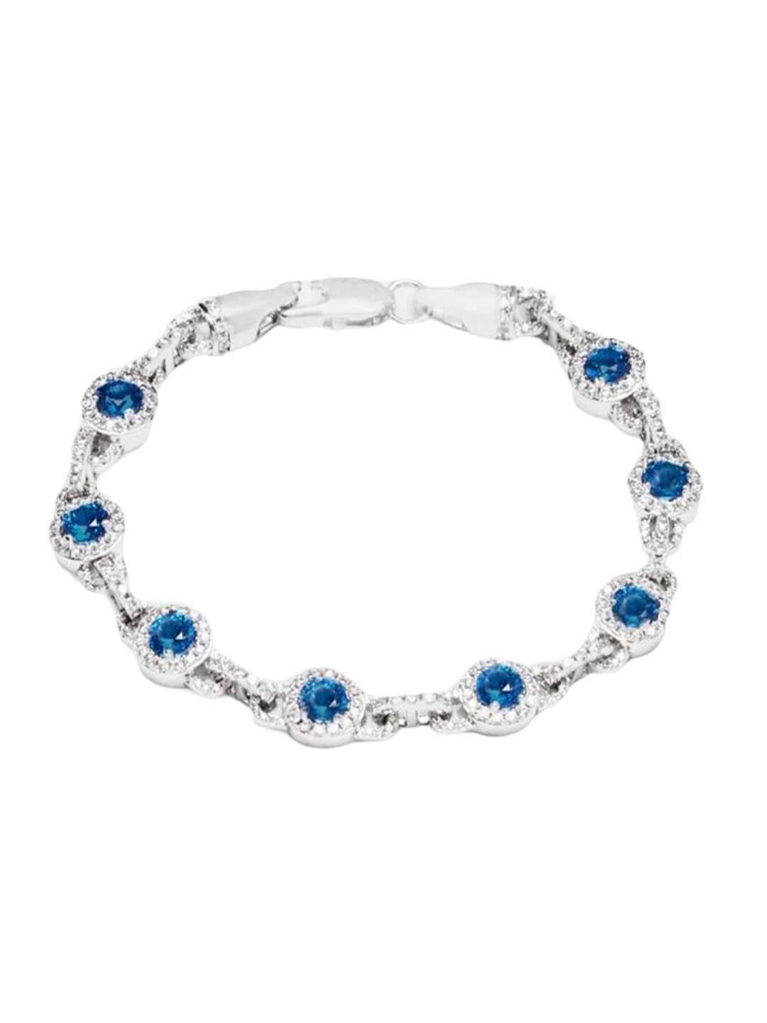 

Drip Project Men Rhodium-Plated Cubic Zirconia Studded Link Bracelet, Silver