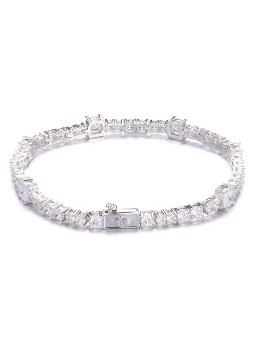 

Drip Project Men Rhodium-Plated Cubic Zirconia Studded Wraparound Bracelet, Silver