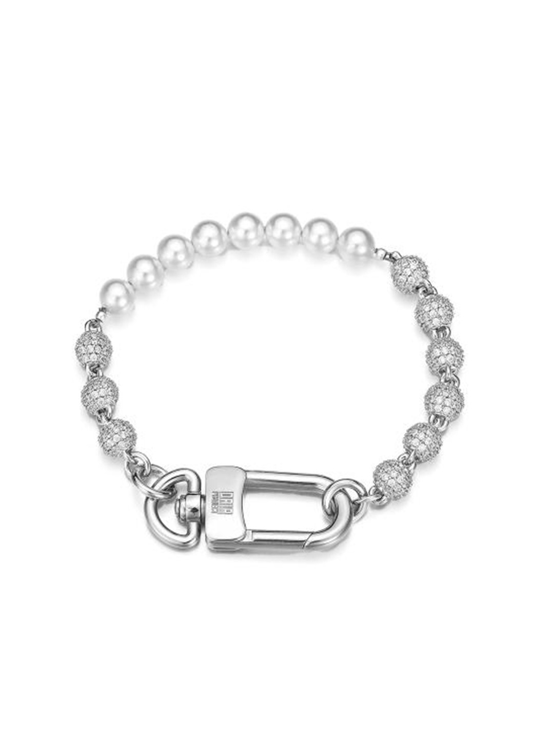 

Drip Project Men Rhodium-Plated Cubic Zirconia Studded Wraparound Bracelet, Silver