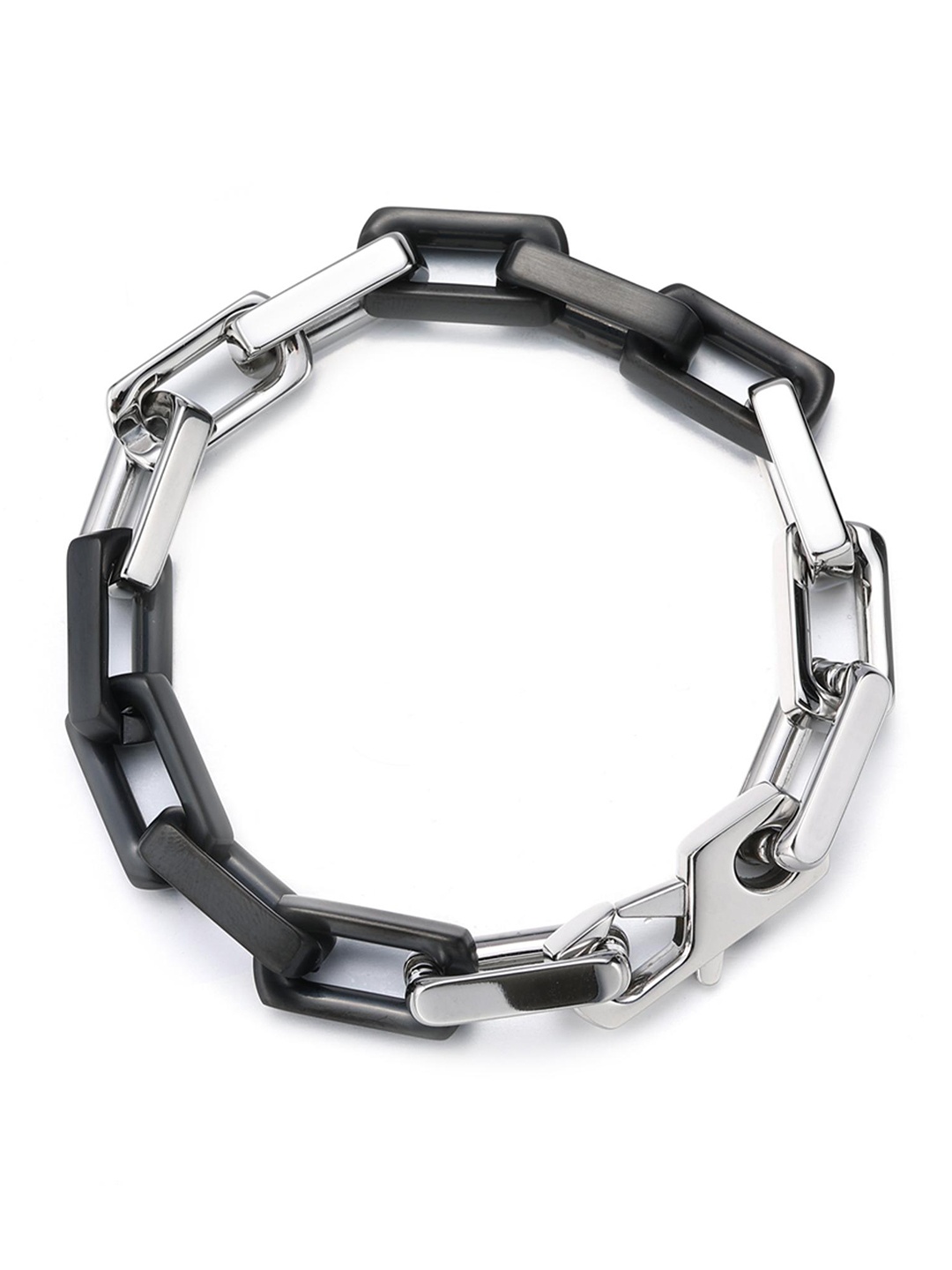 

Drip Project Men Men Rhodium-Plated Cubic Zirconia Studded Link Bracelet, White