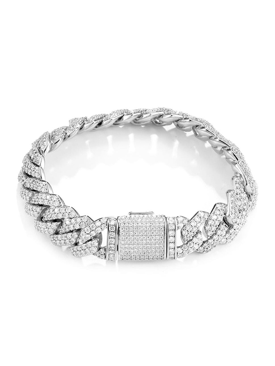 

Drip Project Men Brass Cubic Zirconia Rhodium-Plated Link Bracelet, Silver