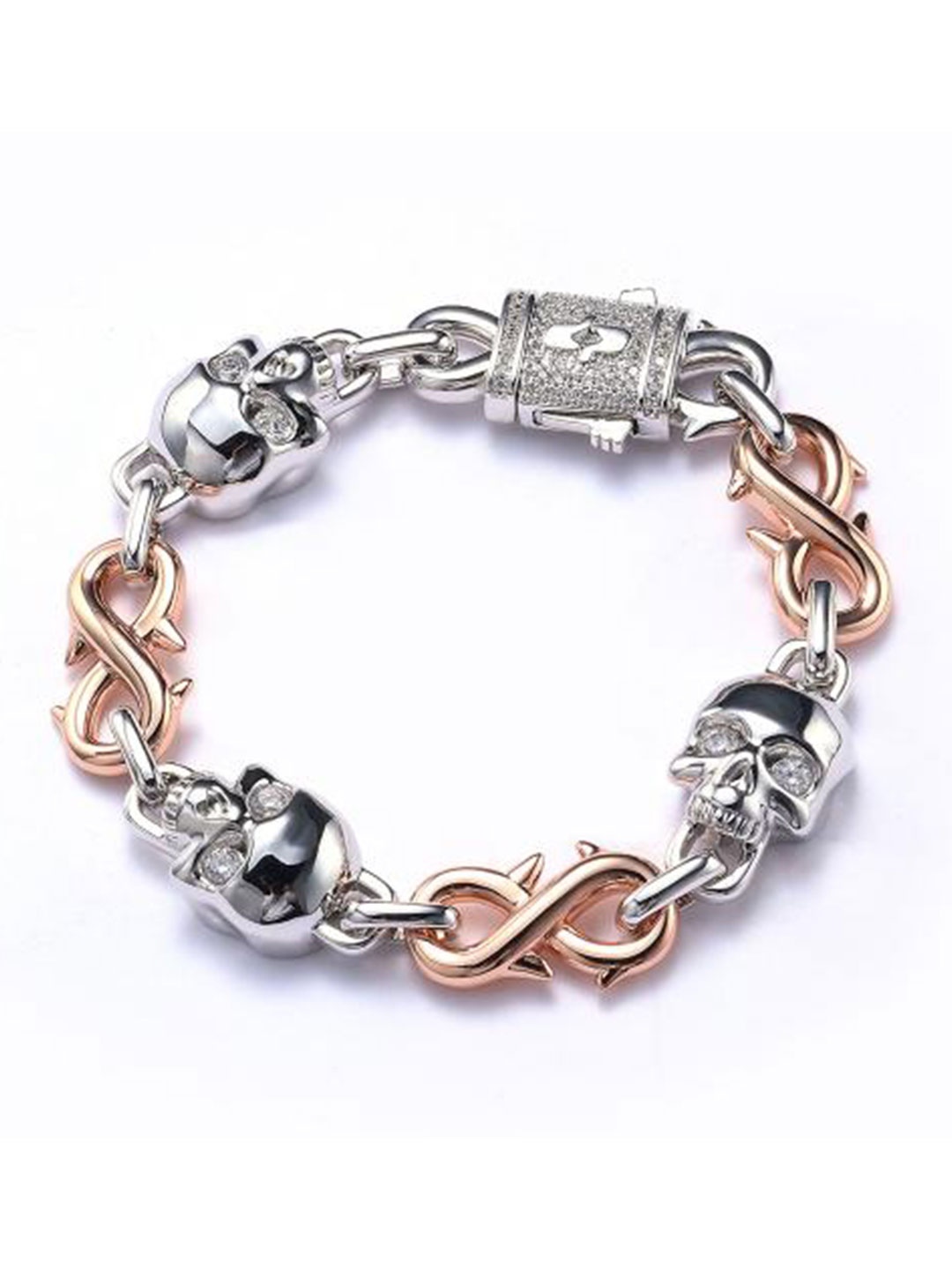 

Drip Project Men Brass Cubic Zirconia Rhodium-Plated Link Bracelet, White