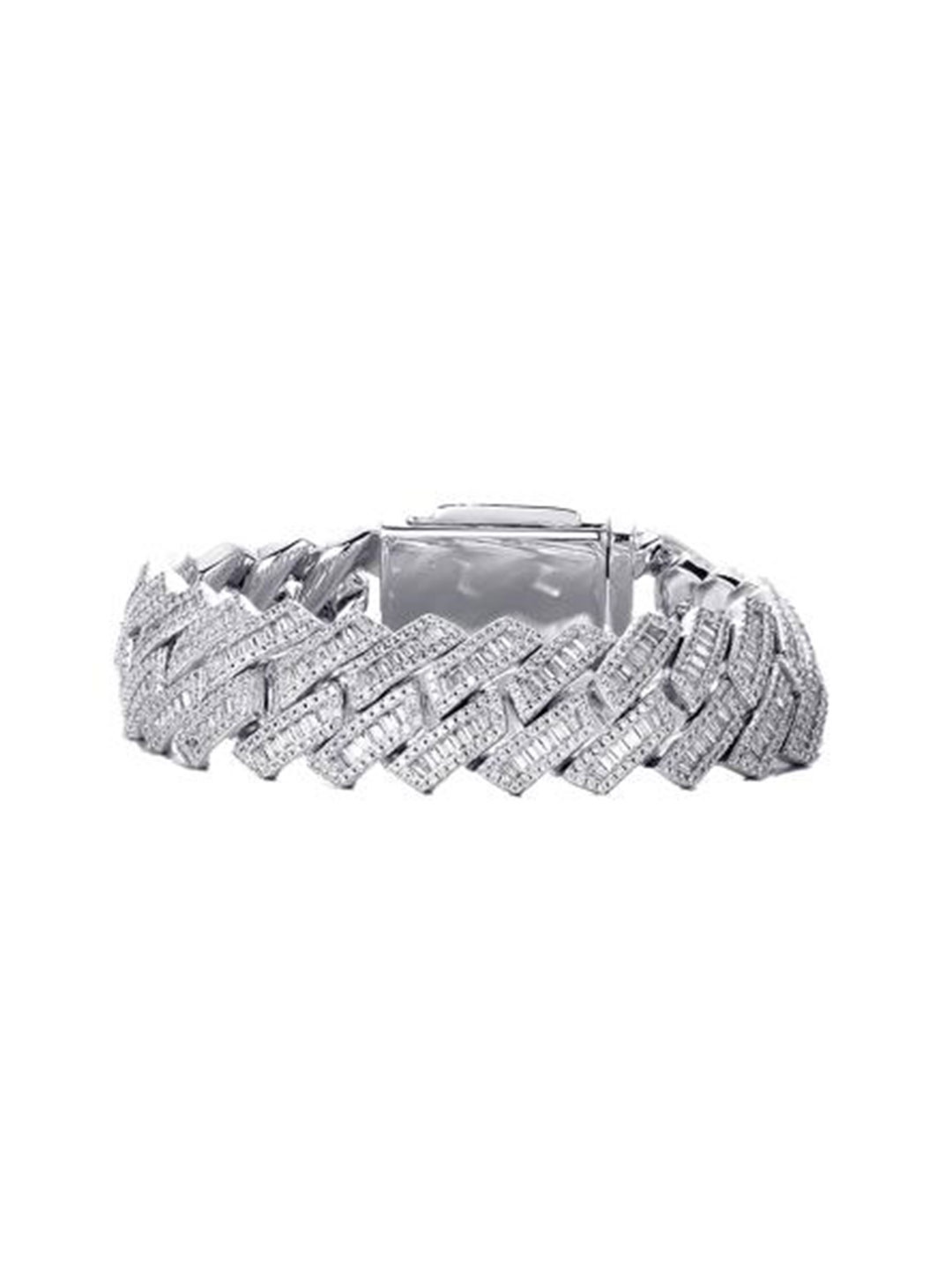 

Drip Project Men Brass Cubic Zirconia Rhodium-Plated Link Bracelet, Silver