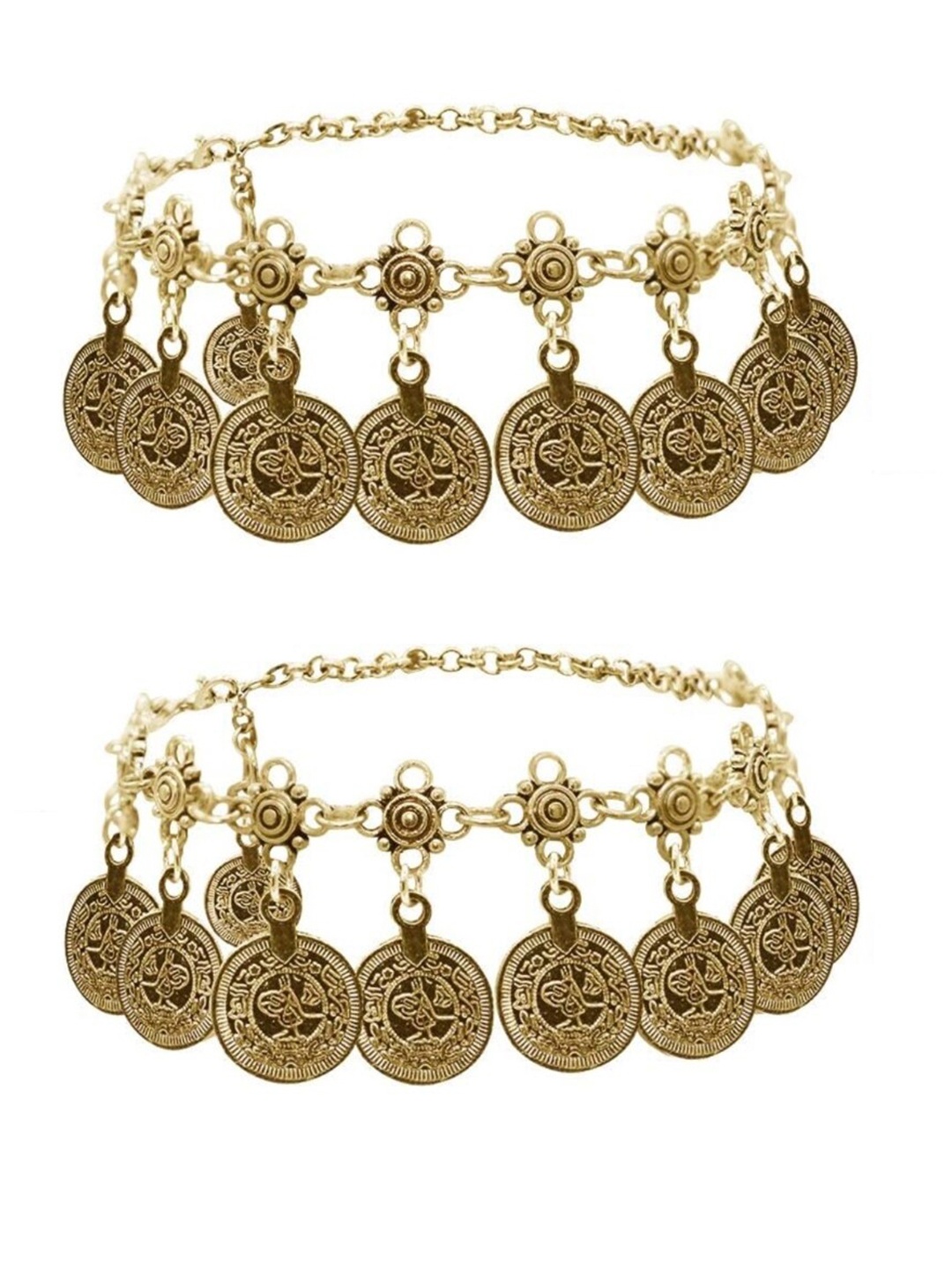 

EL REGALO Beaded Ethnic Anklets, Gold