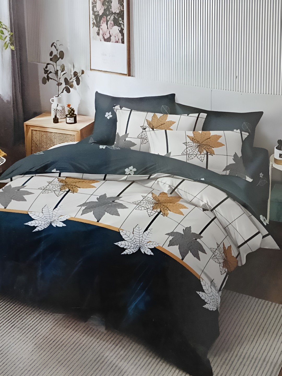

Signature Black & White Floral 160 TC King Bedsheet with 2 Pillow Covers
