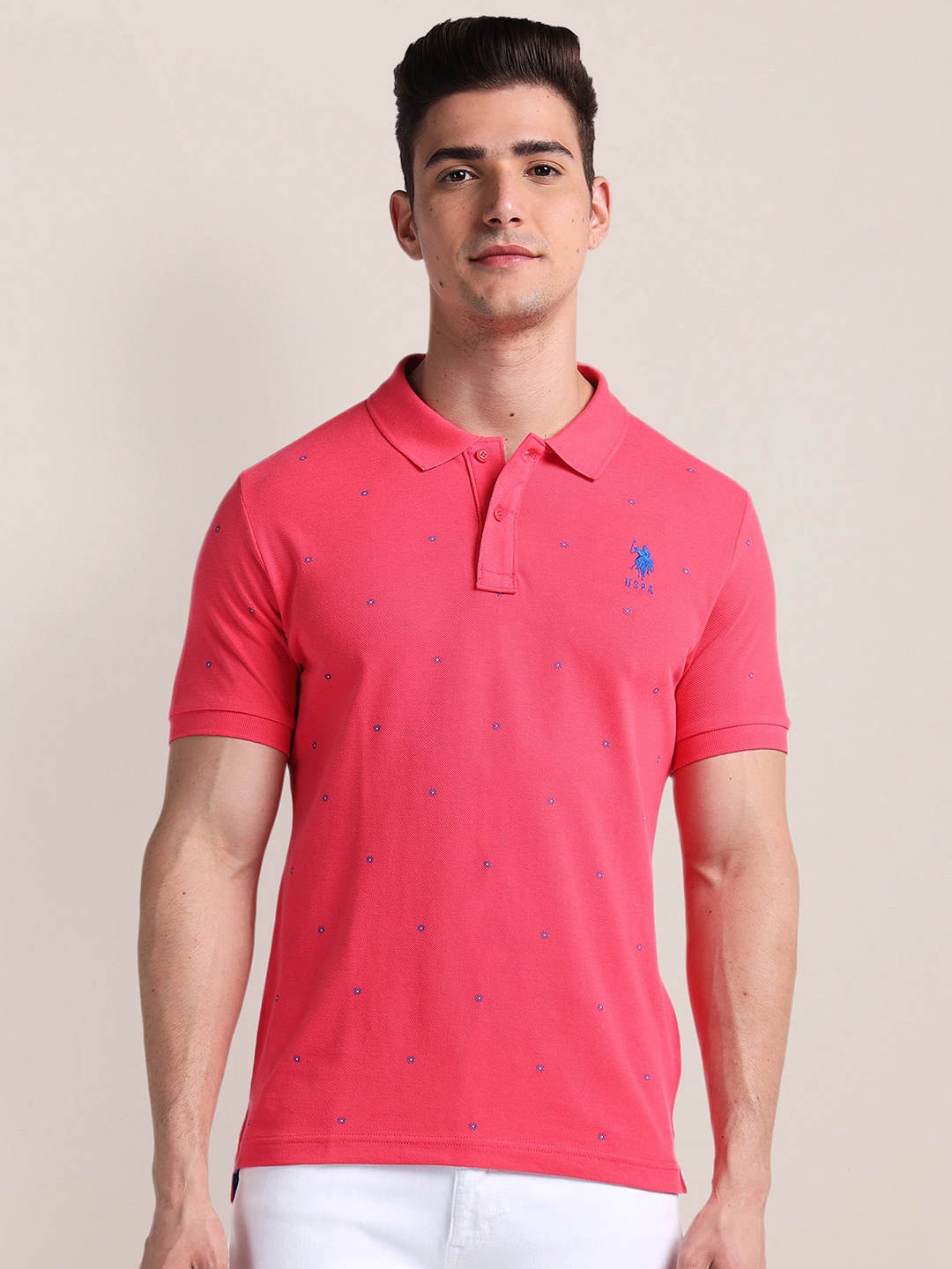 

U.S. Polo Assn. Polo Collar Short Sleeves Slim Fit T-shirt, Pink