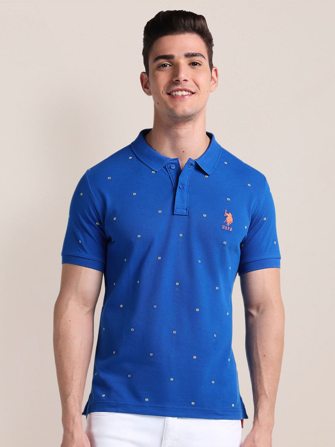 

U.S. Polo Assn. Printed Polo Collar Slim Fit T-shirt, Blue