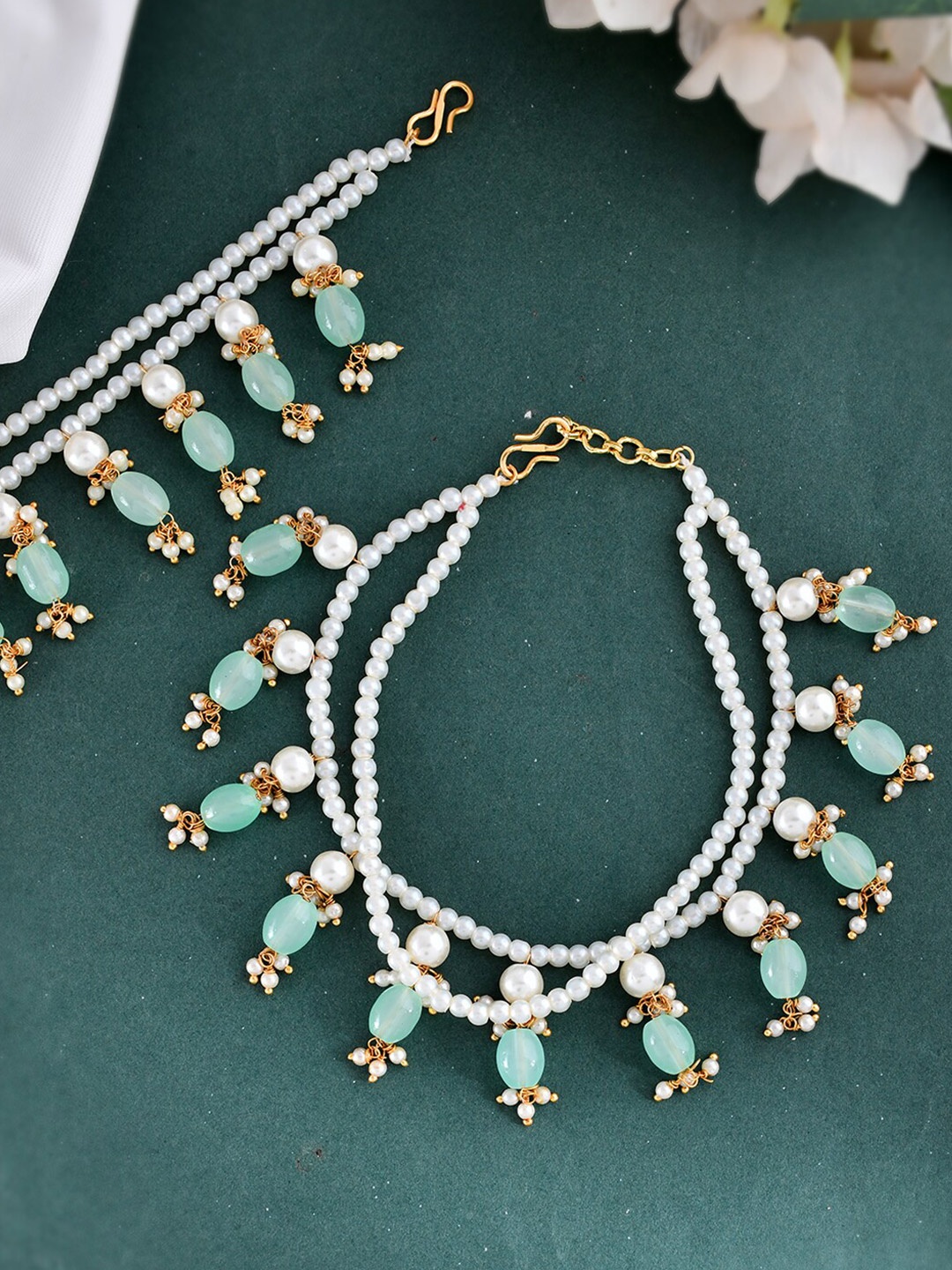 

Silvermerc Designs Set of 2 Gold-Plated Pearls Anklets
