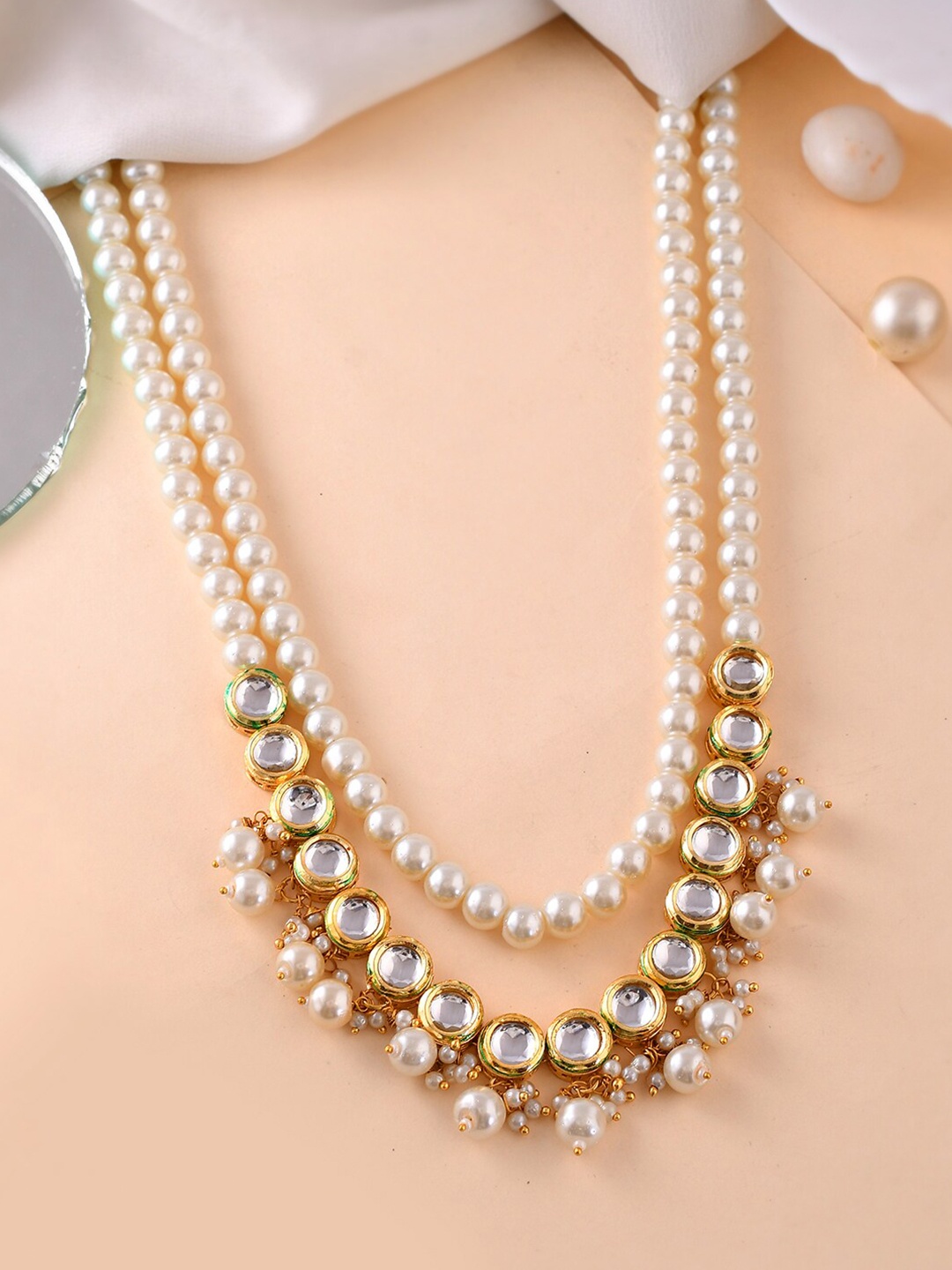 

Silvermerc Designs Brass Gold-Plated Beads Beaded Necklace