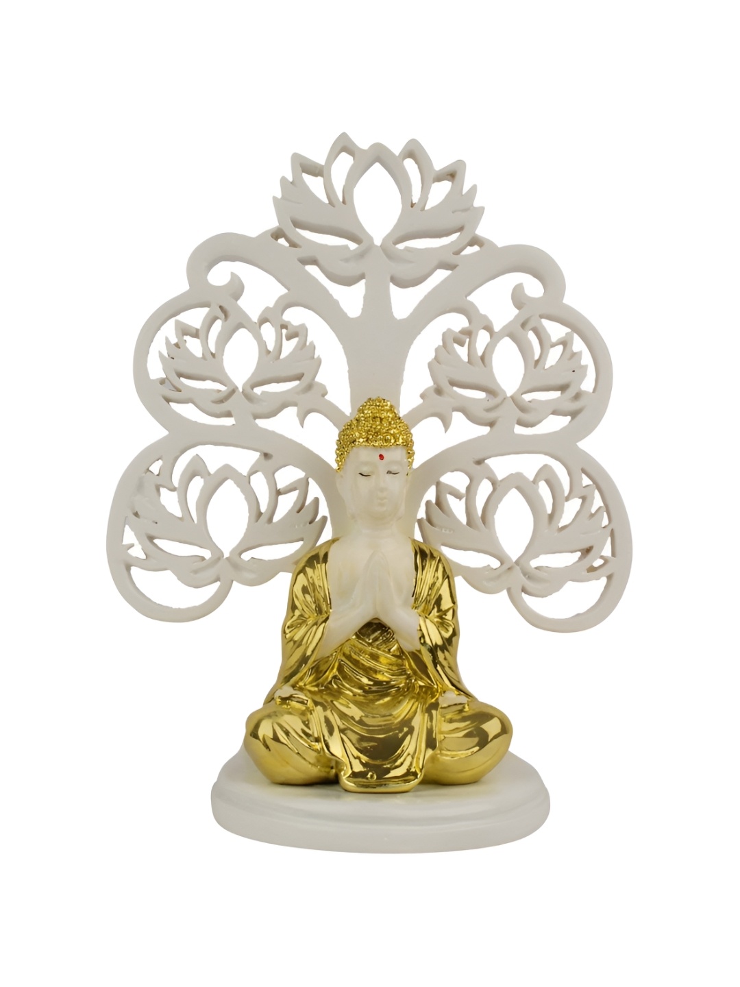 

PUFFSMART White & Gold Toned Buddha Religious Idol Showpiece