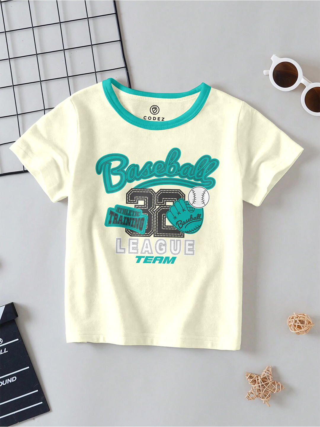 

CODEZ Boys Typography Printed Cotton T-shirt, Off white