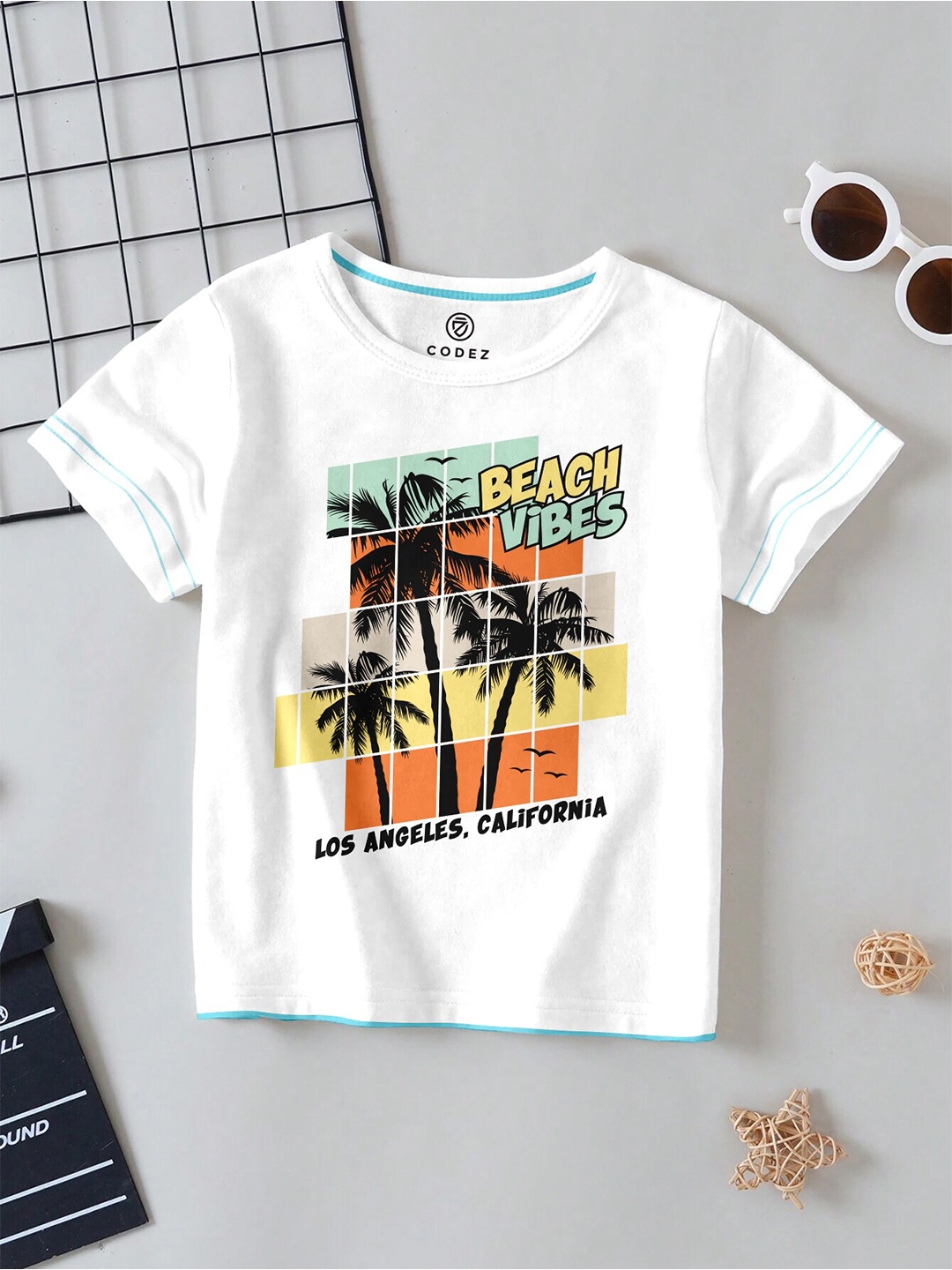 

CODEZ Boys Graphic Printed Cotton Applique T-shirt, White
