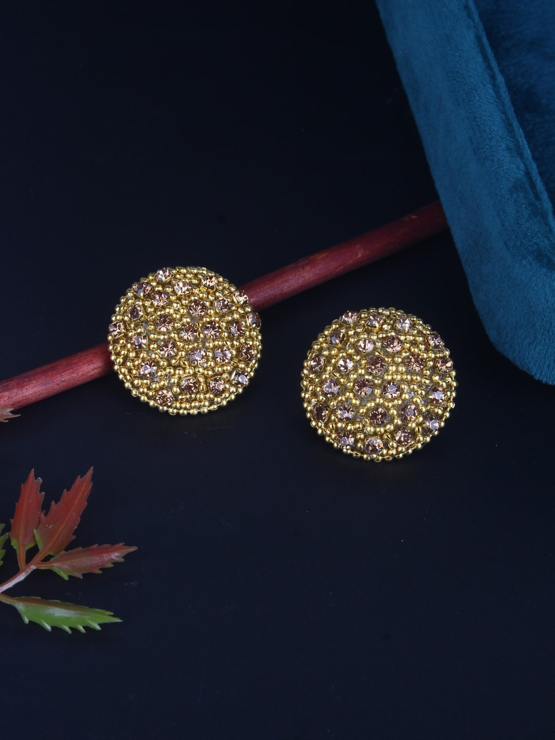 

DressBerry Gold-Plated Rhinestone Studded Contemporary Studs Earrings