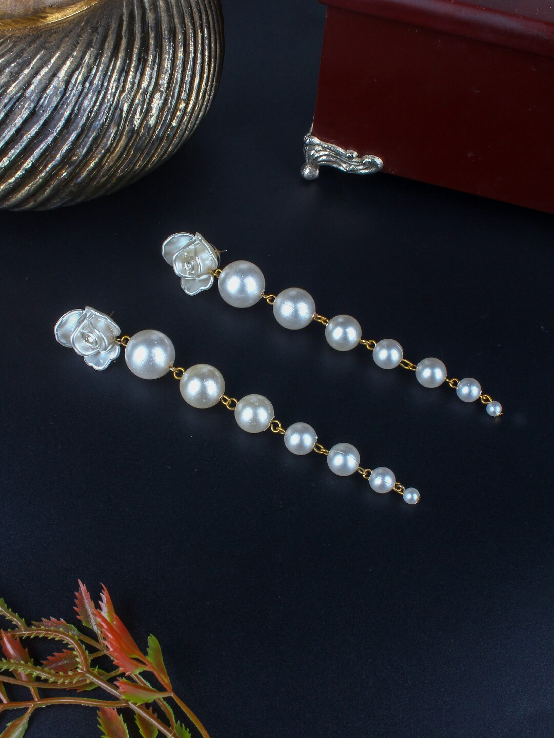 

DressBerry White Brass-Plated Rhinestone Contemporary Drop Earrings, Silver