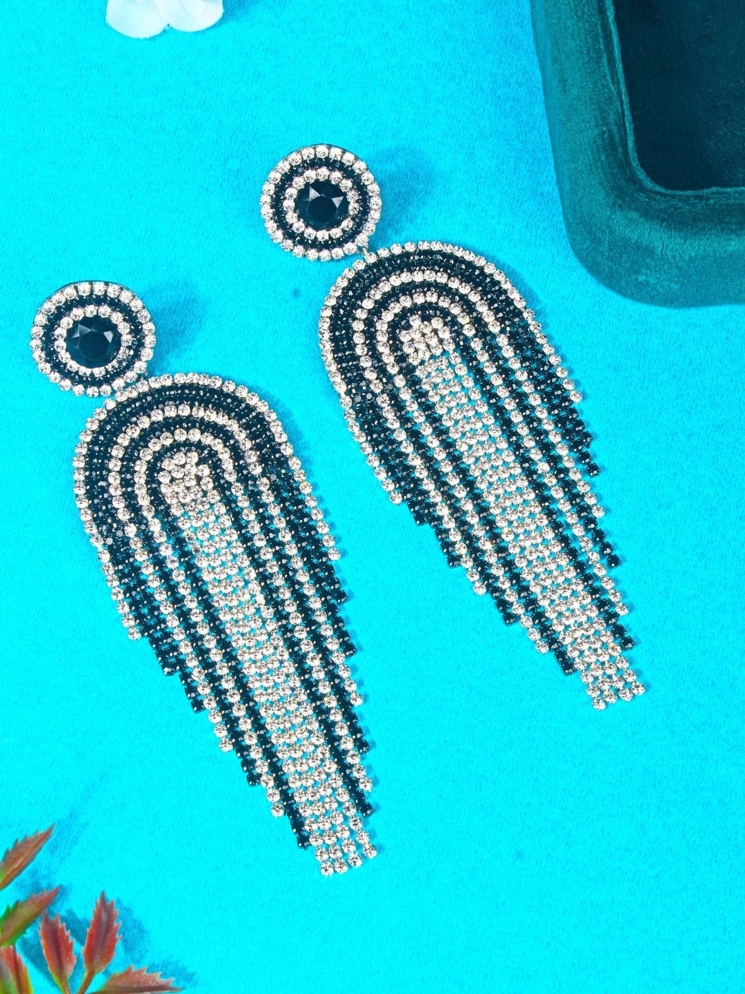 

DressBerry Silver-Plated Rhinestone Studded Contemporary Studs Earrings