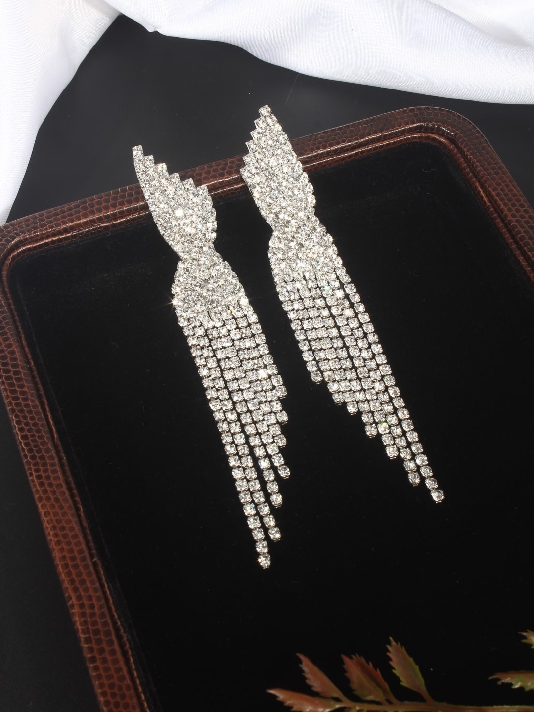 

DressBerry White Stone Studded Silver-Plated Contemporary Drop Earrings