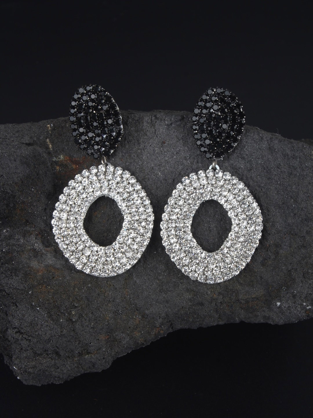 

DressBerry Silver-Plated Rhinestone-Studded Contemporary Brass Drop Earrings