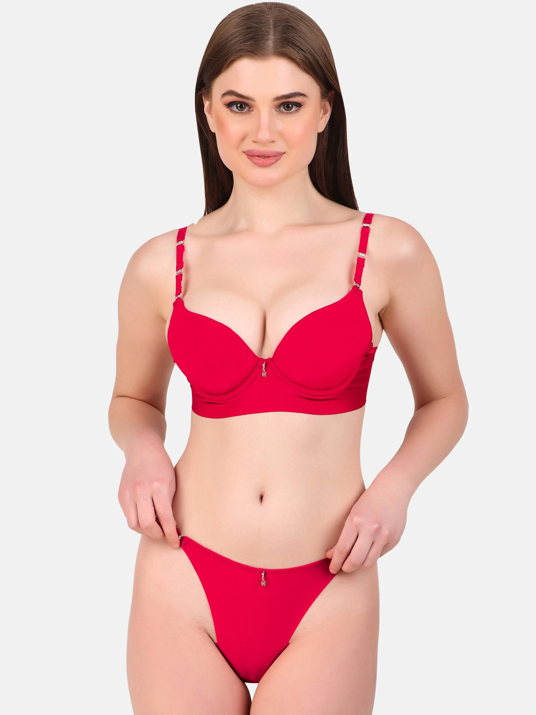 

Secret Lives Underwired Padded Lingerie Set, Red