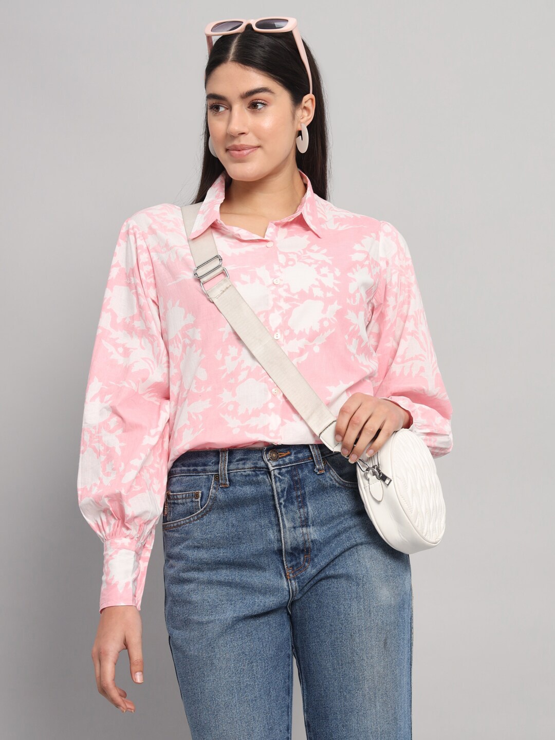 

HANDICRAFT PALACE Floral Printed Cotton Comfort Fit Casual Shirt, Pink