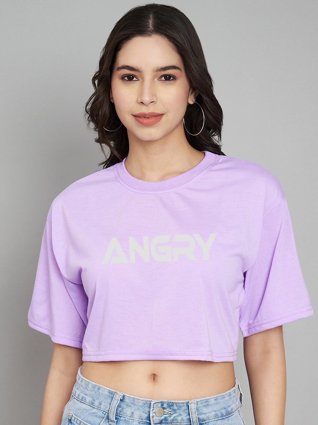 

Trend Level Typography Printed Pure Cotton T-shirt, Lavender