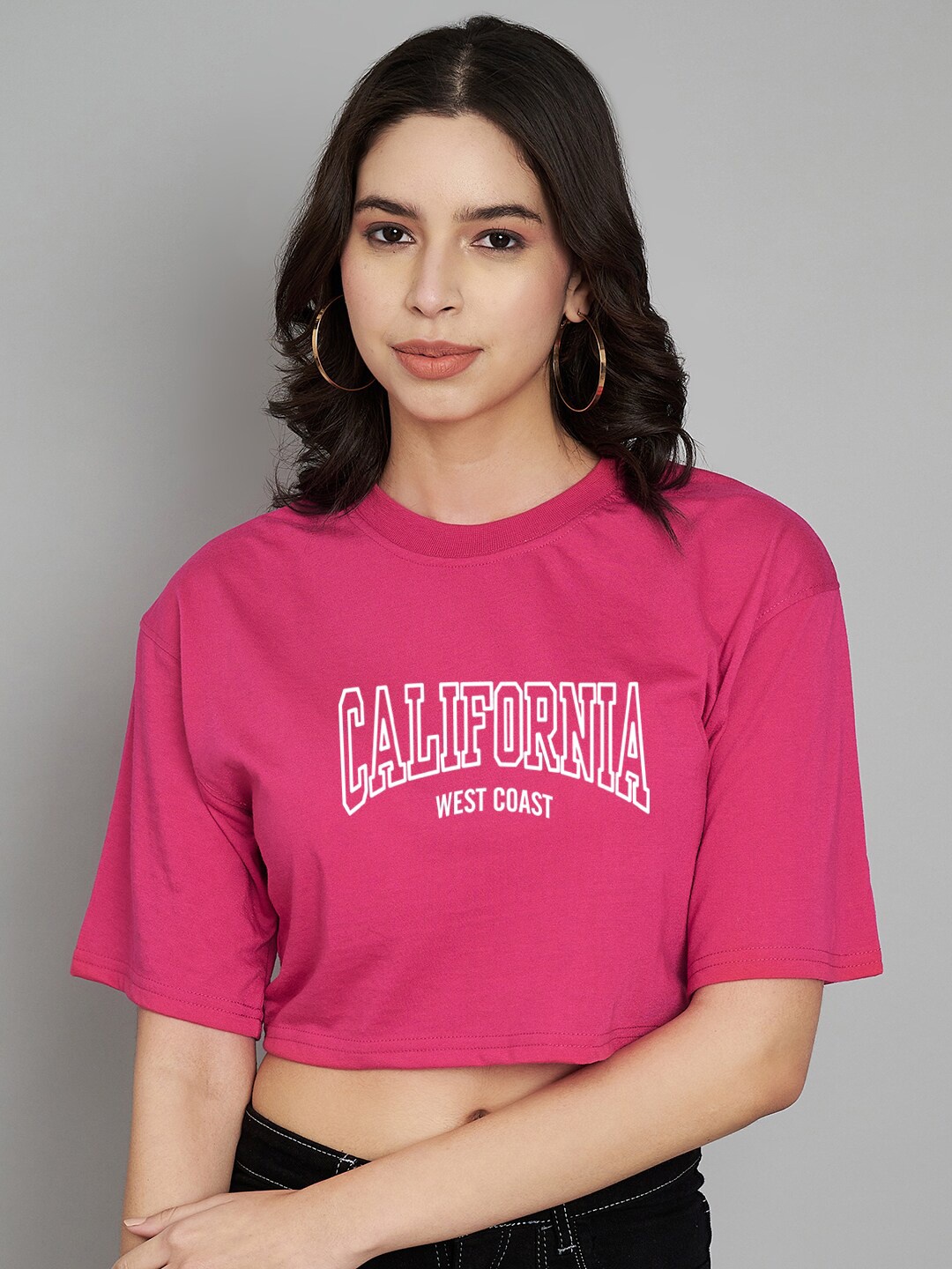 

Trend Level Typography Printed Pure Cotton T-shirt, Magenta