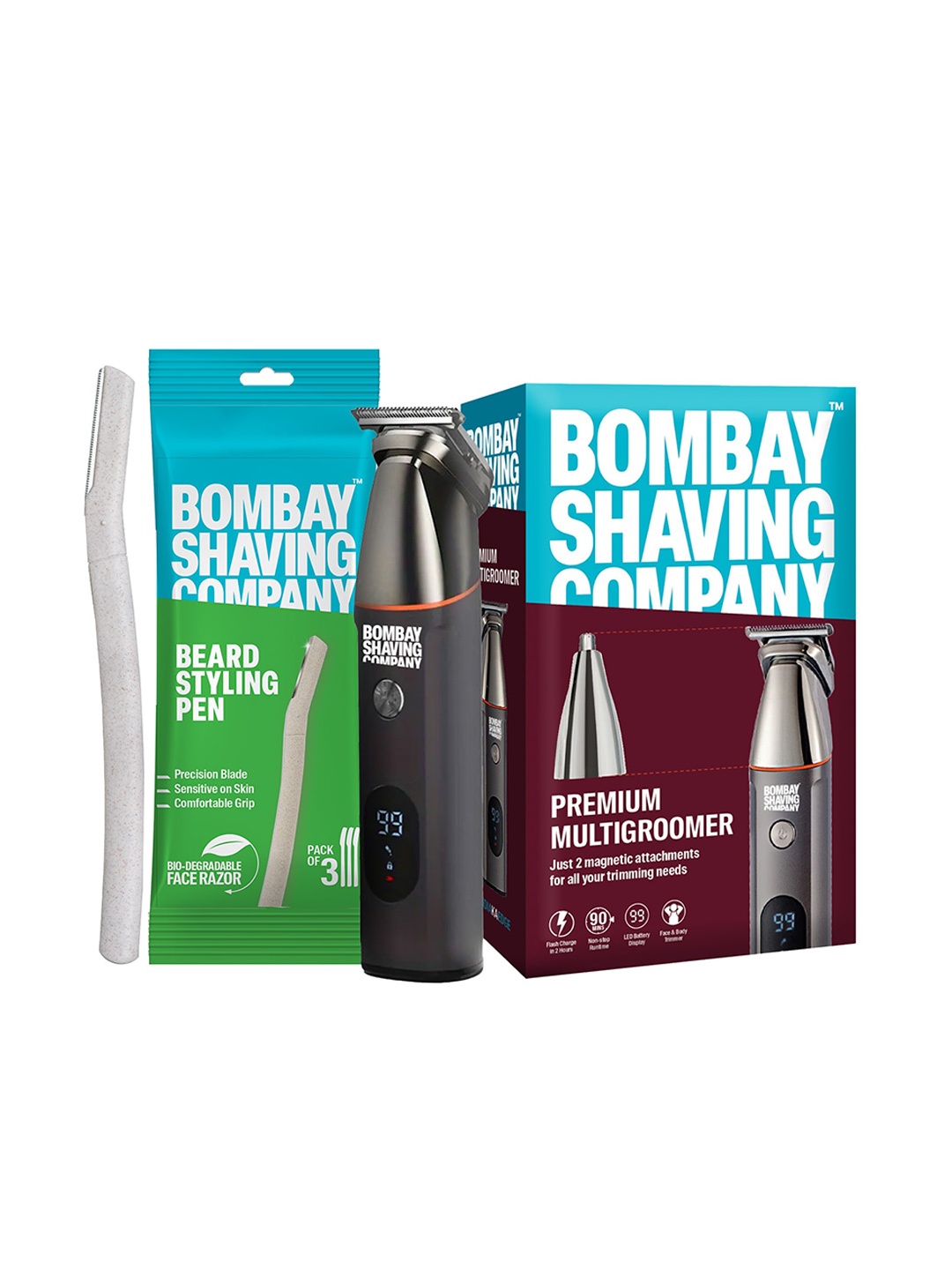 

Bombay Shaving Company Men Premium Premium Multi Groomer With Beard Styling Pen, Red