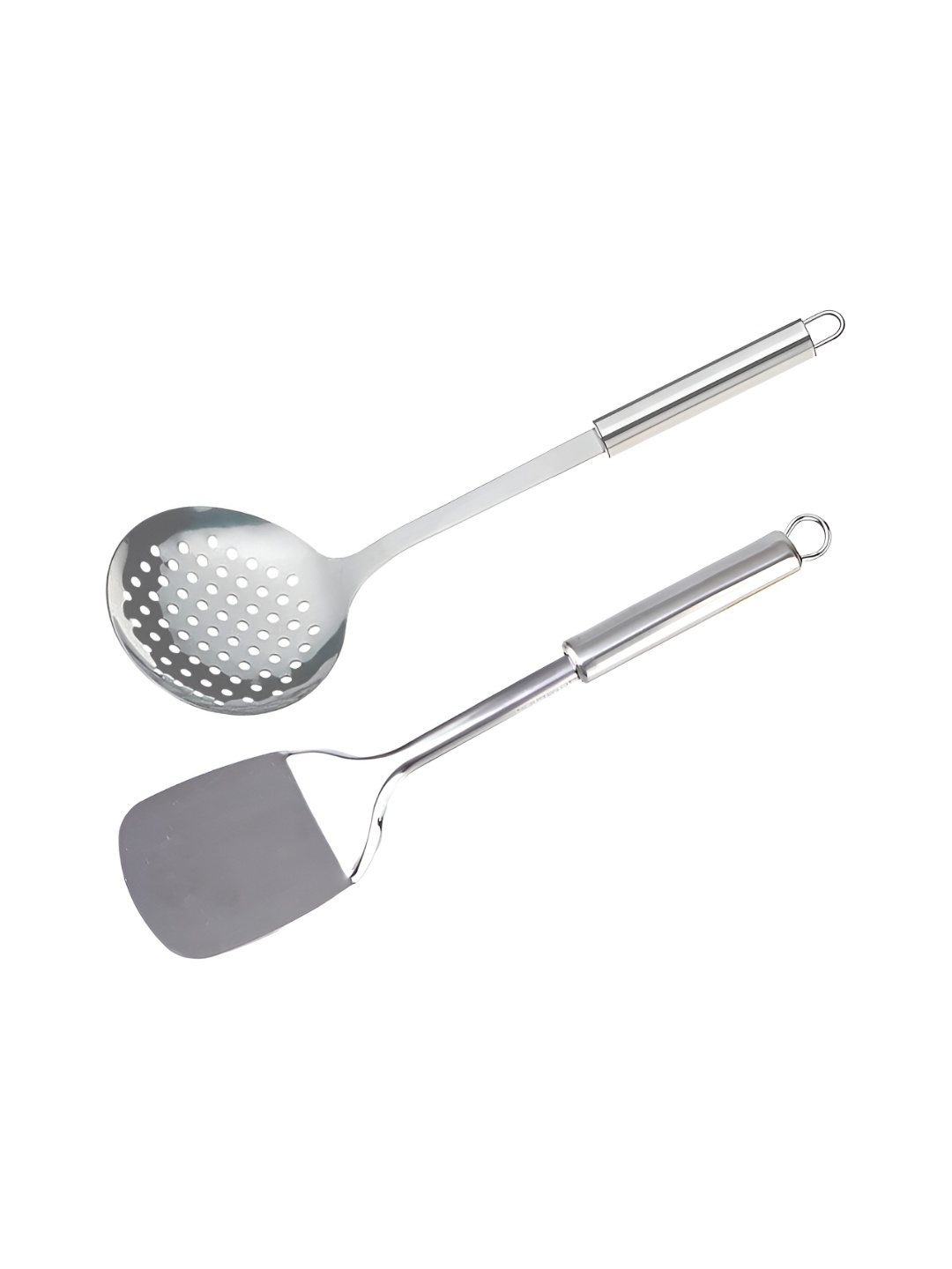 

Kuber Industries 2 Pieces Stainless Steel Spatula & Skimmer Serving Set, Silver