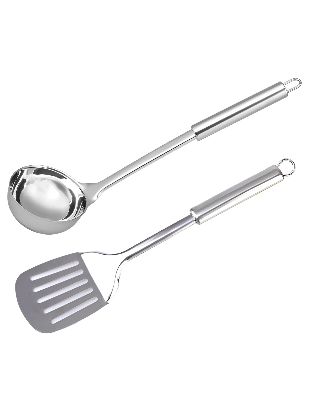 

Kuber Industries 2 Pieces Stainless Steel Turner & Ladle Serving Set, Silver