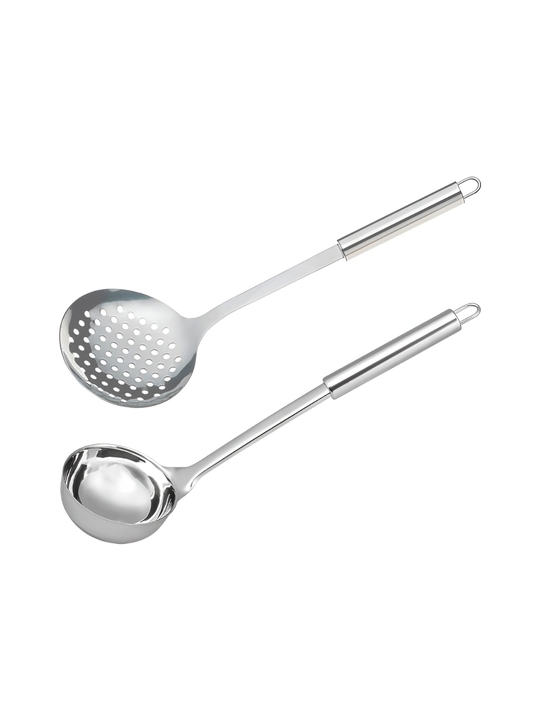 

Kuber Industries 2 Pieces Stainless Steel Ladle & Skimmer Serving Set, Silver
