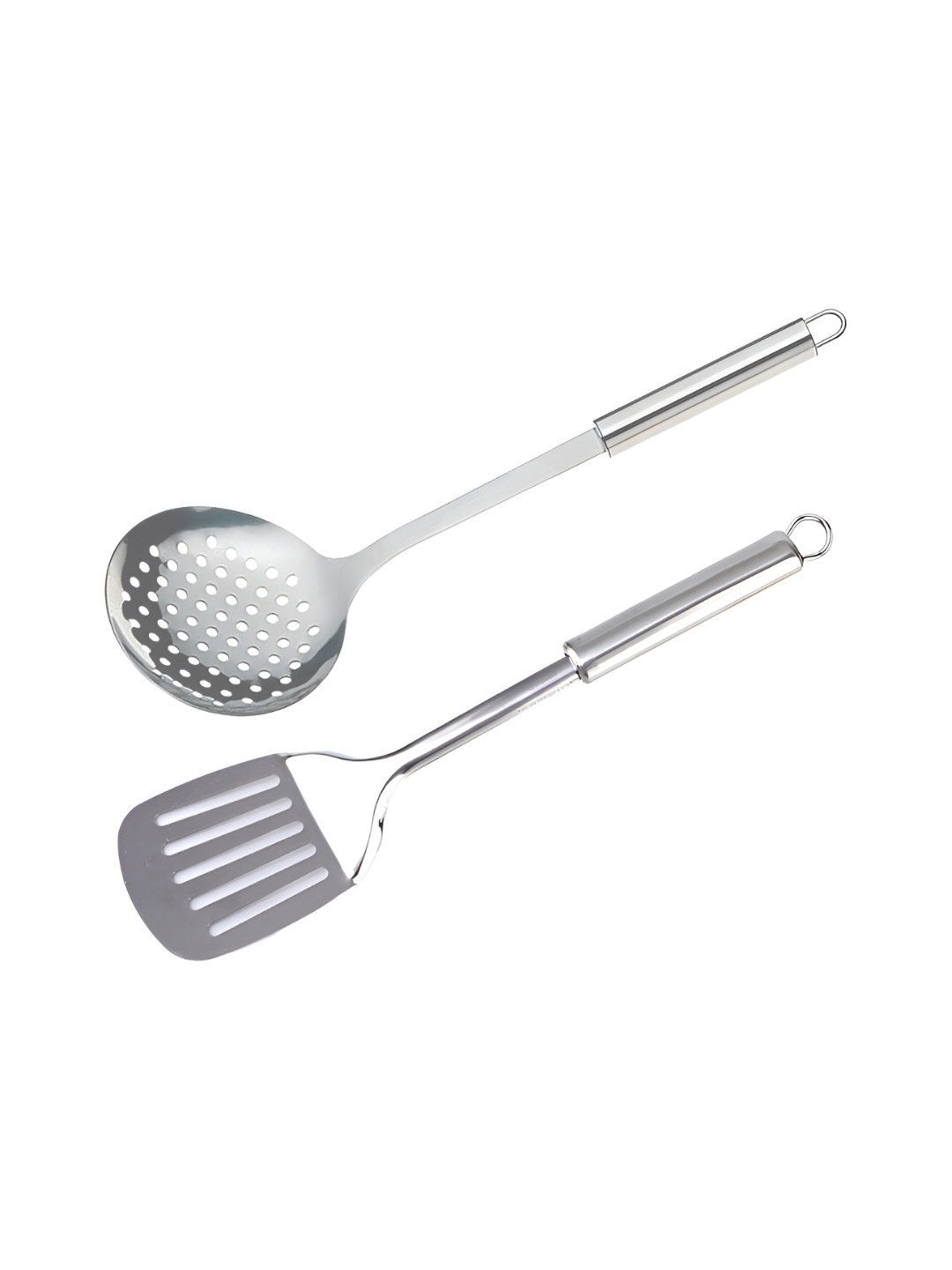 

Kuber Industries 2 Pieces Stainless Steel Turner & Skimmer Serving Set, Silver