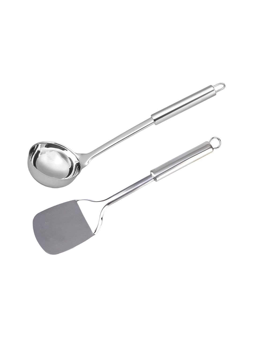

Kuber Industries 2 Pieces Stainless Steel Spatula & Ladle Serving Set, Silver