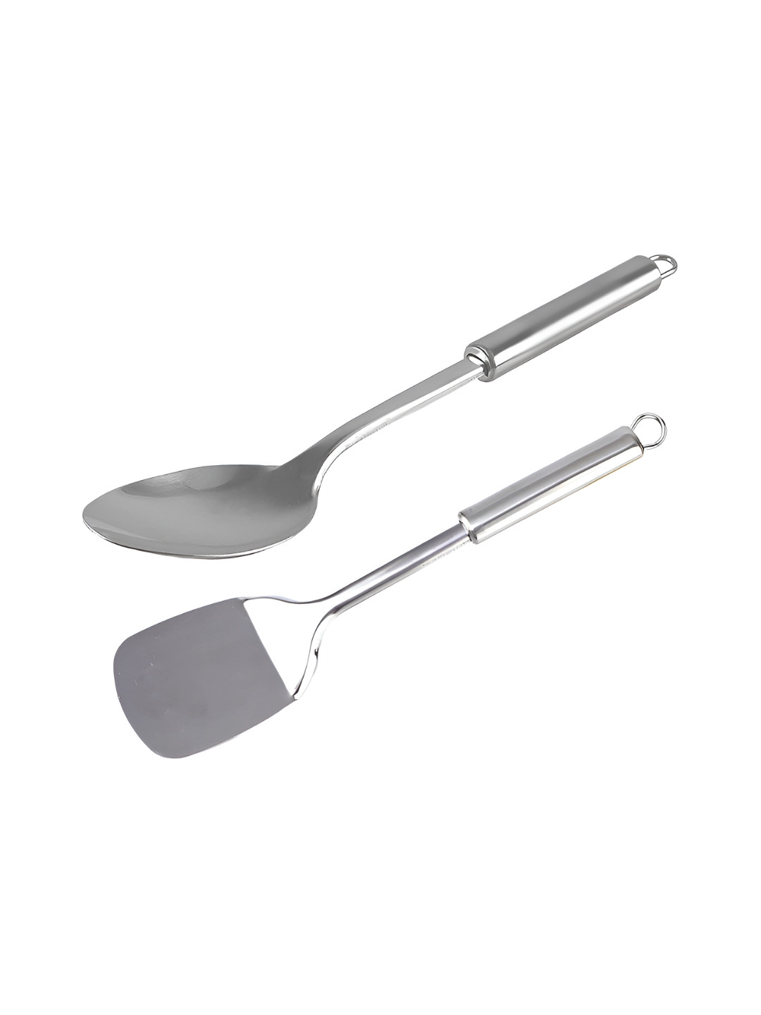 

Kuber Industries 2 Pieces Stainless Steel Spatula & Spoon Serving Set, Silver