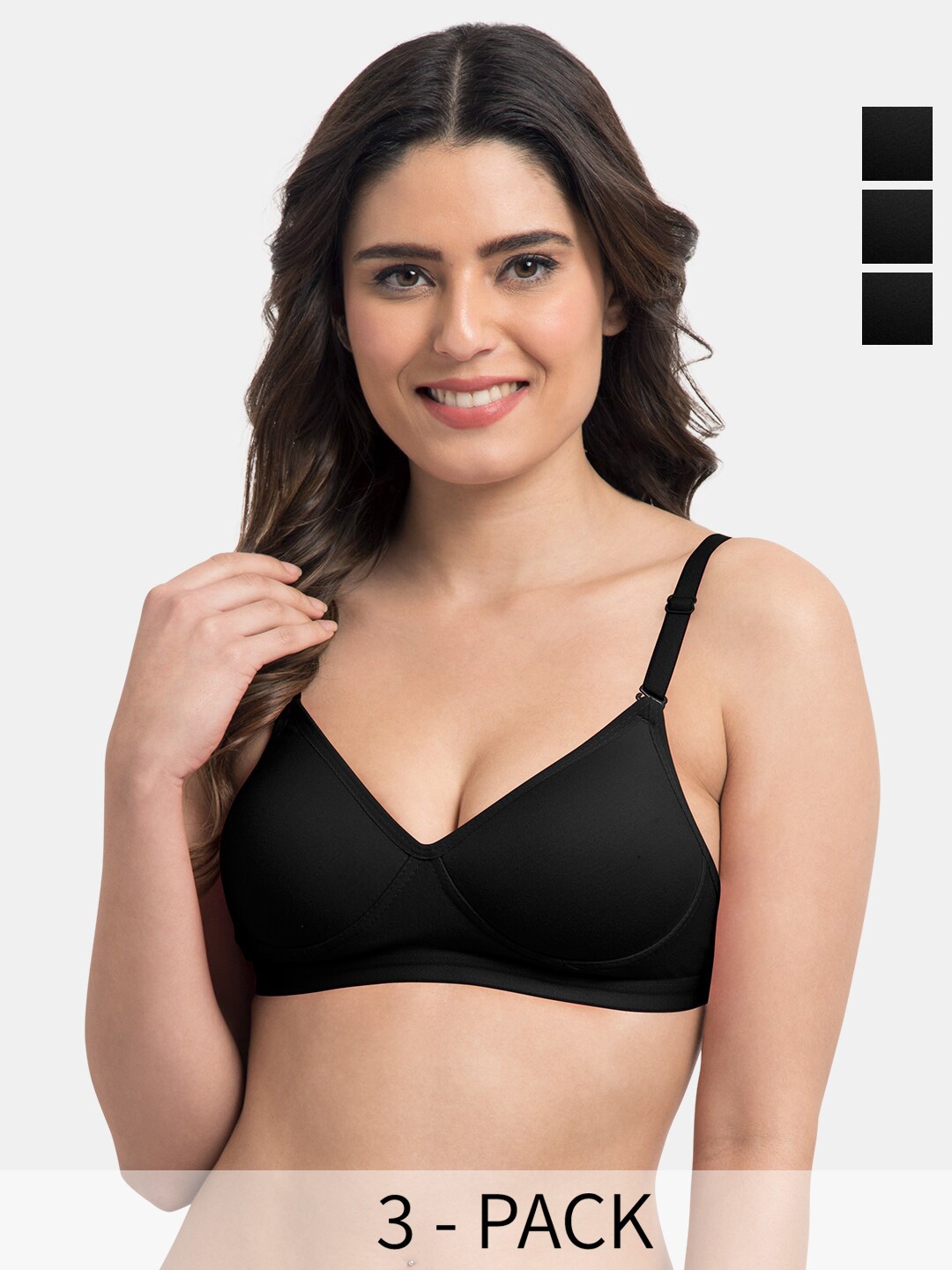 

Tweens Pack Of 3 Full Coverage Lightly Padded Bra All Day Comfort, Black